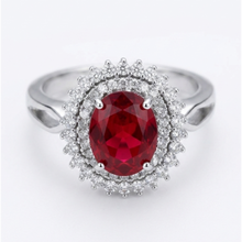 Load image into Gallery viewer, Oval Halo Colored Gemstone Ring in Sterling Silver #13393
