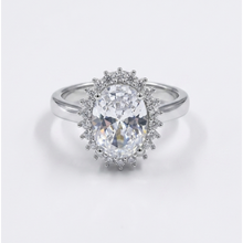 Load image into Gallery viewer, Oval Halo Sapphire &amp; Diamond Rings in Sterling Silver #13412
