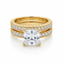 Load image into Gallery viewer, Ring Set With Centre Clear Cubic Zirconia And Smaller Clear Crystals #23111
