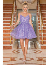 Load image into Gallery viewer, Embroidered Vines A-Line Homecoming Dress with Sheer Overlay and Spaghetti Straps #3280
