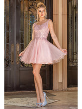 Load image into Gallery viewer, Lace Overlay Bodice Homecoming Dress with Open Back and Full Tulle Skirt Homecoming Dress #3304
