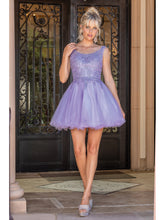 Load image into Gallery viewer, Lace Overlay Bodice Homecoming Dress with Open Back and Full Tulle Skirt Homecoming Dress #3304
