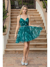 Load image into Gallery viewer, Velvet Burnout Skater Dress with Cinched Waistline and Adjustable Spaghetti Straps #3322
