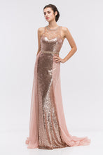 Load image into Gallery viewer, Floor Length Sequin Gown With Chiffon Cape Stitched To Waist
