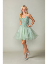 Load image into Gallery viewer, Gleaming Embellished Bodice Skater Dress with Open Crisscross Back #3341
