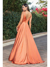 Load image into Gallery viewer, Elegant Satin Evening Gown with Plunging Back and Full Skirt #4304A

