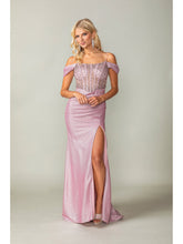 Load image into Gallery viewer, Glitter-Embellished Mermaid Gown with Off-Shoulder Sleeves #4367
