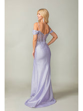Load image into Gallery viewer, Glitter-Embellished Mermaid Gown with Off-Shoulder Sleeves #4367
