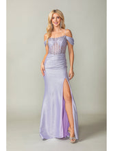 Load image into Gallery viewer, Glitter-Embellished Mermaid Gown with Off-Shoulder Sleeves #4367
