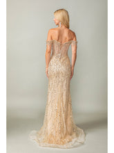 Load image into Gallery viewer, Beaded Off-the-Shoulder Mermaid Gown with Sheer Bodice #4385
