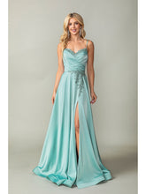 Load image into Gallery viewer, Satin Ball Gown with Embroidered Waist and Lace-up Back Prom Dress #4391
