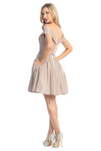 Load image into Gallery viewer, The dress is a short, festive cocktail/mini dress with a glamorous party-ready vibe #6228L
