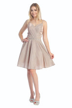 Load image into Gallery viewer, Sweet yet sophisticated — youthful and playful due to the short flared skirt, but elevated by the metallic sheen #6255

