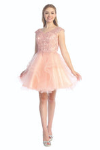 Load image into Gallery viewer, A glamorous short cocktail, homecoming, or party dress with a flirty, feminine silhouette #6259L
