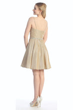 Load image into Gallery viewer, Sweet yet sophisticated — youthful and playful due to the short flared skirt, but elevated by the metallic sheen #6255
