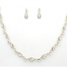 Load image into Gallery viewer, Elegant Crystal &amp; Pearl Teardrop Necklace &amp; Earring Set #7139
