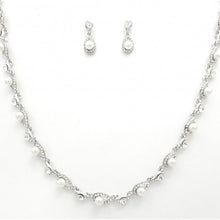 Load image into Gallery viewer, Elegant Crystal &amp; Pearl Teardrop Necklace &amp; Earring Set #7139
