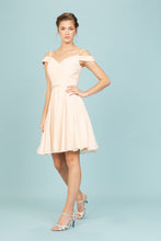 Load image into Gallery viewer, Short Chiffon Dress. Off Shoulder With Satin Strap Placed On Natural Waistline #7622
