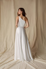 Load image into Gallery viewer, One shoulder evening floor length gown with embellished strap, pockets in skirt, back invisible zipper #9025
