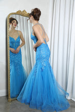 Load image into Gallery viewer, Irredescent Sequin Fitted Gown with Corset Lace-Up and Zipper Back #9696
