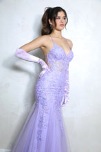 Load image into Gallery viewer, Irredescent Sequin Fitted Gown with Corset Lace-Up and Zipper Back #9696
