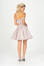 Load image into Gallery viewer, Glitter Jersey, A-Line, Rhinestone Waistband with Off shoulder jeweled chain #9722
