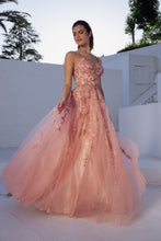 Load image into Gallery viewer, Floor length, A-line silhouette with 3D lace embroidery on the bodice and straps #9858
