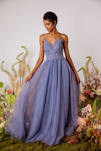 Load image into Gallery viewer, Floor length soft mesh dress with corset back and A-line silhouette #9902
