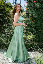Load image into Gallery viewer, Floor Length Rich Satin Dress With A Pleated Bodice #9917

