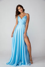 Load image into Gallery viewer, Floor Length Rich Satin Dress With A Pleated Bodice #9917
