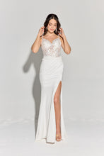Load image into Gallery viewer, Fitted satin glitter, sweetheart bodice with structured boning and floral design embroidered #9989
