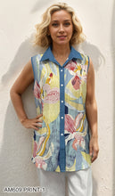 Load image into Gallery viewer, Sleeveless collared button-down denim blouse #AM609

