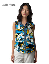 Load image into Gallery viewer, Sleeveless collared button-down denim blouse #AM609
