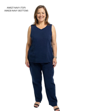 Load image into Gallery viewer, Casual Sleeveless V-Neck Top &amp; Straight Pants Set #AM627-628
