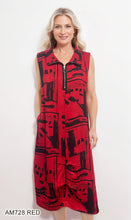 Load image into Gallery viewer, Sleeveless Zip-Front Abstract Print Midi Dress #AM728
