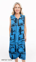 Load image into Gallery viewer, Sleeveless Zip-Front Abstract Print Midi Dress #AM728
