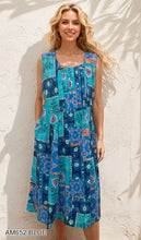 Load image into Gallery viewer, Patchwork Print Sleeveless Midi Dress #AM652
