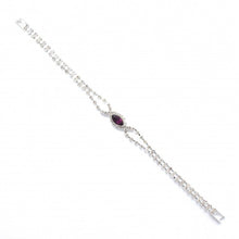 Load image into Gallery viewer, Silver Crystal Halo Tennis Bracelets with Colored Center Stone
