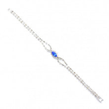 Load image into Gallery viewer, Silver Crystal Halo Tennis Bracelets with Colored Center Stone
