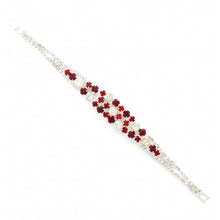 Load image into Gallery viewer, Elegant Crystal Cluster Bracelet with Gemstone Accents Rhodium #B5695
