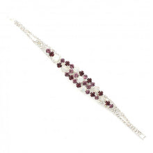 Load image into Gallery viewer, Elegant Crystal Cluster Bracelet with Gemstone Accents Rhodium #B5695
