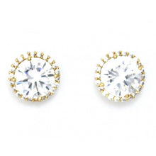 Load image into Gallery viewer, Halo Round Brilliant Stud Earrings in Silver &amp; Gold #CE270
