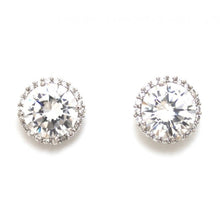 Load image into Gallery viewer, Halo Round Brilliant Stud Earrings in Silver &amp; Gold #CE270
