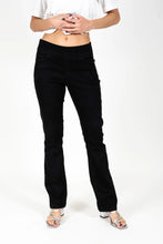 Load image into Gallery viewer, Black pull on comfort denim jeans in straight leg cut #099BS-ST
