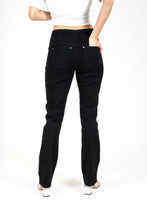Load image into Gallery viewer, Black pull on comfort denim jeans in straight leg cut #099BS-ST
