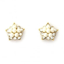 Load image into Gallery viewer, Elegant Pearl &amp; Crystal Flower Cluster Stud Earrings #E4398
