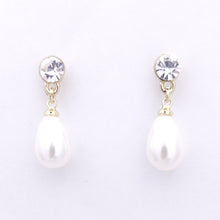 Load image into Gallery viewer, Pearl Drop Dangle Earrings with Crystal Stud #E5374
