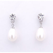 Load image into Gallery viewer, Pearl Drop Dangle Earrings with Crystal Stud #E5374
