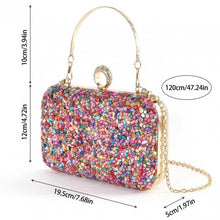 Load image into Gallery viewer, Vibrant Multicolor Pebble Clutch with Gold Chain Strap #EB1209
