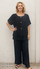 Load image into Gallery viewer, Relaxed Button-Up Tunic Top &amp; Wide-Leg Pants Set #G610-611
